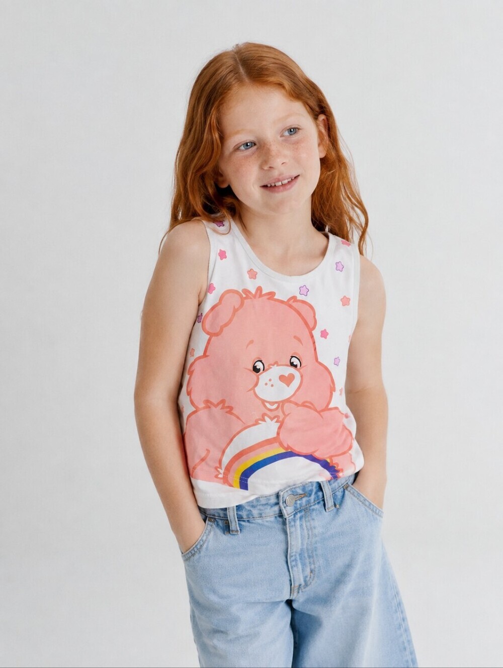 Vintage 2005 Care Bears Fun-Tees Cheer Bear Tank Top Girls Size 6 Y2K